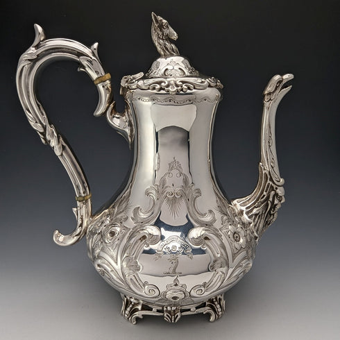 1845年頃 英国アンティーク シルバープレート製 コーヒーポットJohn Sherwood